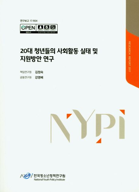 20대 청년들의 사회활동 실태 및 지원방안 연구